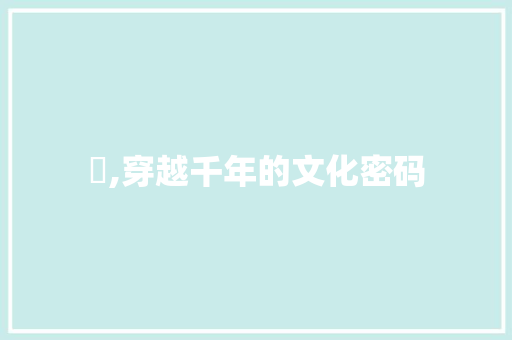 袘,穿越千年的文化密码 工作总结