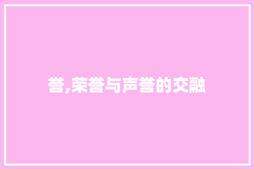 誉,荣誉与声誉的交融