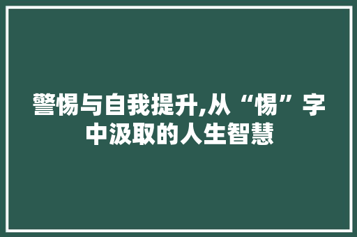 警惕与自我提升,从“惕”字中汲取的人生智慧