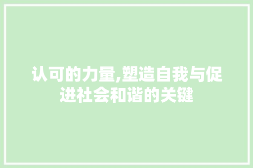 认可的力量,塑造自我与促进社会和谐的关键