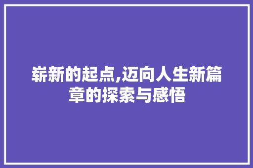 崭新的起点,迈向人生新篇章的探索与感悟
