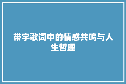 带字歌词中的情感共鸣与人生哲理