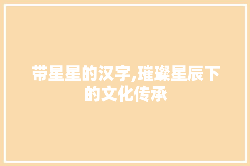 带星星的汉字,璀璨星辰下的文化传承
