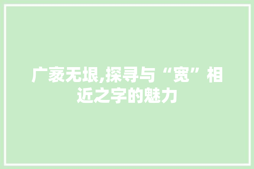 广袤无垠,探寻与“宽”相近之字的魅力