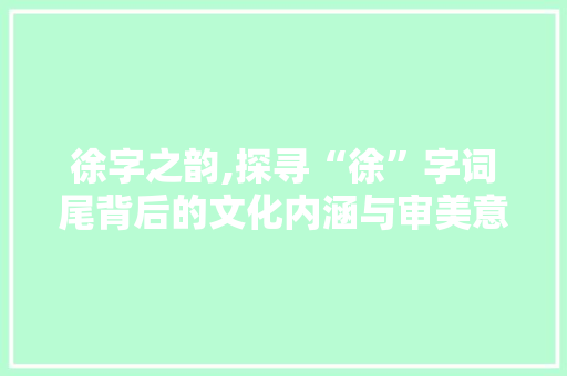 徐字之韵,探寻“徐”字词尾背后的文化内涵与审美意境