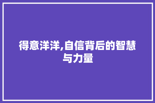 得意洋洋,自信背后的智慧与力量