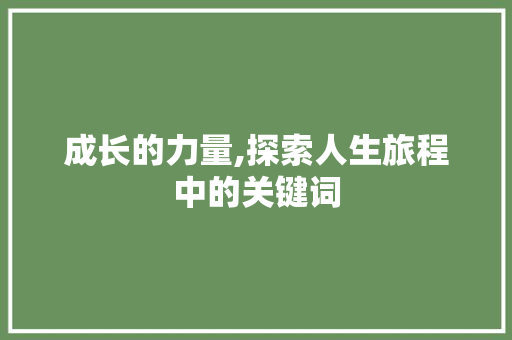 成长的力量,探索人生旅程中的关键词