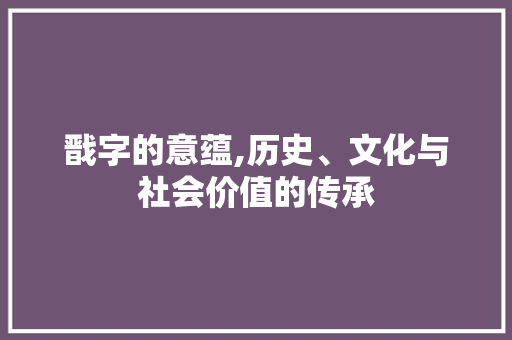戬字的意蕴,历史、文化与社会价值的传承