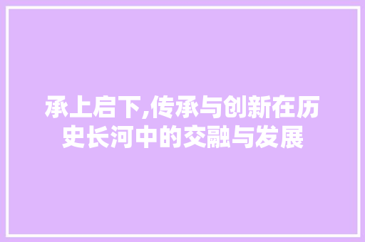 承上启下,传承与创新在历史长河中的交融与发展
