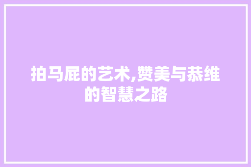 拍马屁的艺术,赞美与恭维的智慧之路