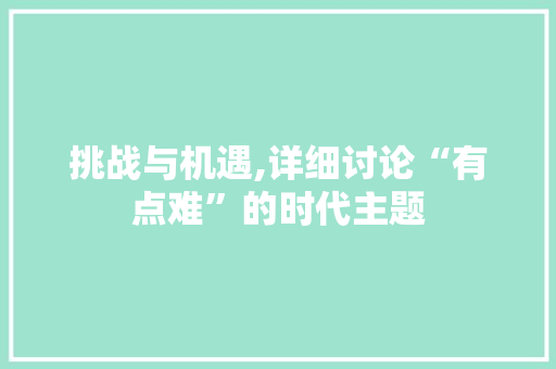 挑战与机遇,详细讨论“有点难”的时代主题