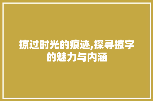 掠过时光的痕迹,探寻掠字的魅力与内涵
