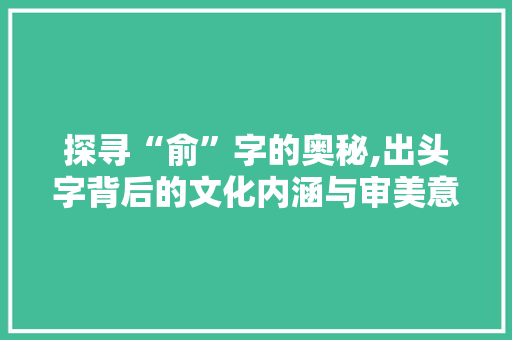 探寻“俞”字的奥秘,出头字背后的文化内涵与审美意蕴 会议纪要