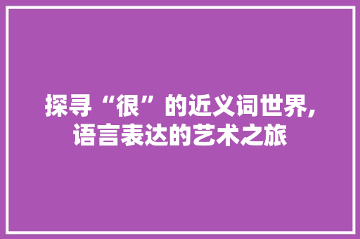 探寻“很”的近义词世界,语言表达的艺术之旅 会议纪要