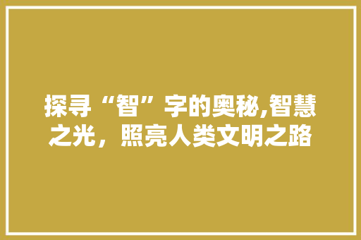 探寻“智”字的奥秘,智慧之光，照亮人类文明之路