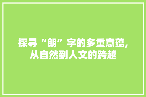 探寻“朗”字的多重意蕴,从自然到人文的跨越