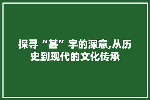 探寻“甚”字的深意,从历史到现代的文化传承