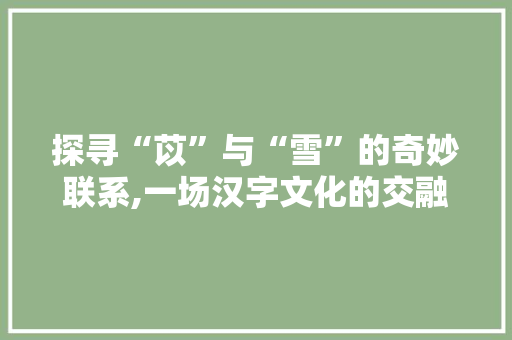 探寻“苡”与“雪”的奇妙联系,一场汉字文化的交融之旅