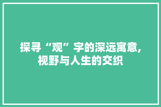 探寻“观”字的深远寓意,视野与人生的交织