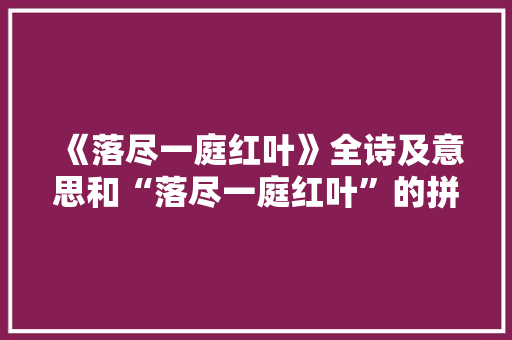 《落尽一庭红叶》全诗及意思和“落尽一庭红叶”的拼音注释