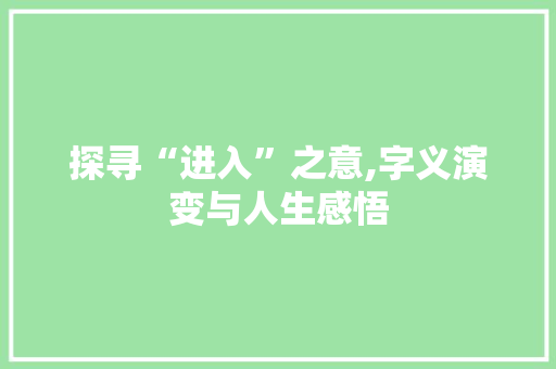 探寻“进入”之意,字义演变与人生感悟