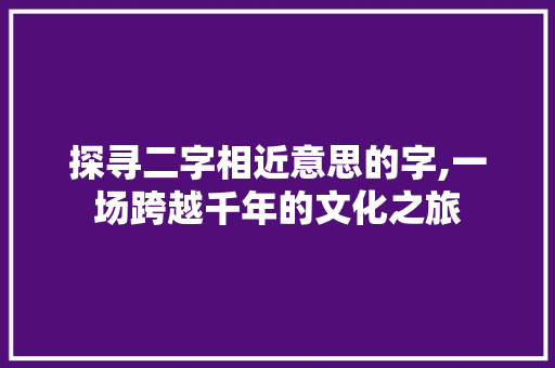 探寻二字相近意思的字,一场跨越千年的文化之旅 项目报告