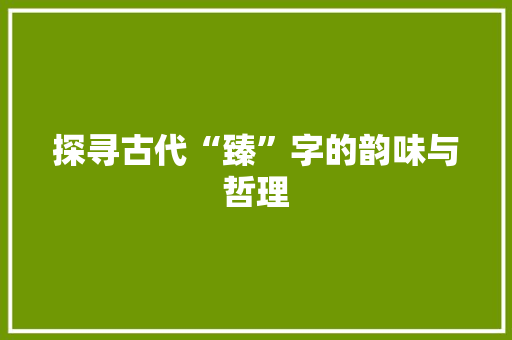 探寻古代“臻”字的韵味与哲理