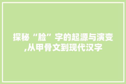 探秘“脸”字的起源与演变,从甲骨文到现代汉字
