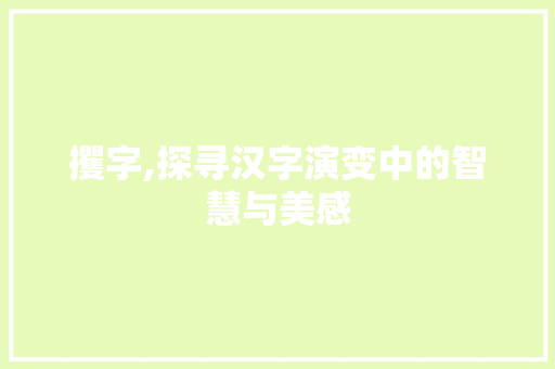 攫字,探寻汉字演变中的智慧与美感