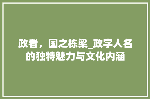 政者，国之栋梁_政字人名的独特魅力与文化内涵