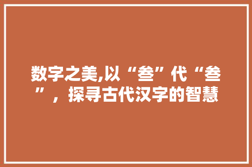 数字之美,以“叁”代“叁”，探寻古代汉字的智慧