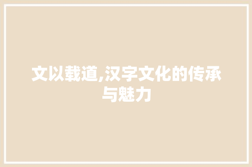 文以载道,汉字文化的传承与魅力 应用文