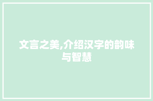 文言之美,介绍汉字的韵味与智慧 会议纪要