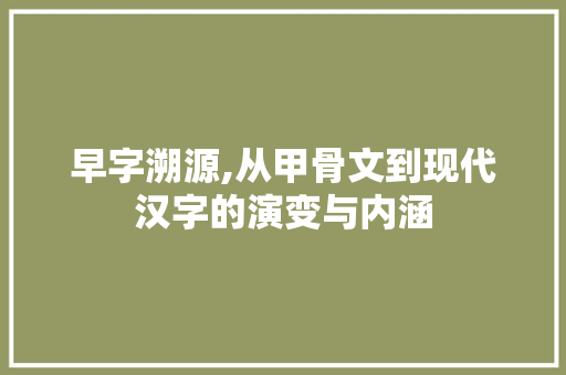 早字溯源,从甲骨文到现代汉字的演变与内涵