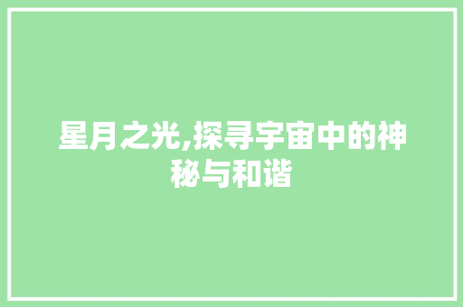 星月之光,探寻宇宙中的神秘与和谐