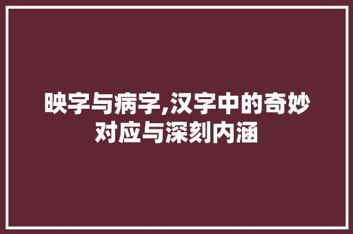 映字与病字,汉字中的奇妙对应与深刻内涵