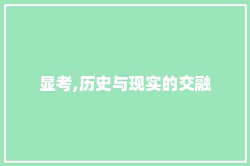 显考,历史与现实的交融
