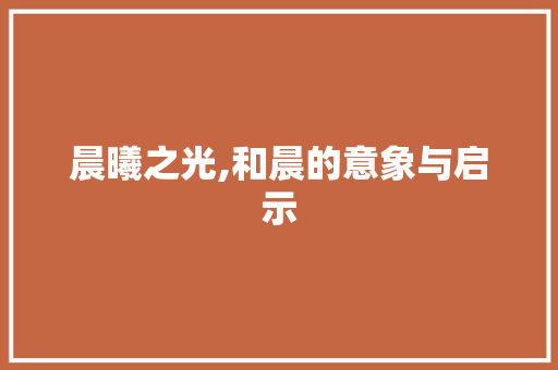 晨曦之光,和晨的意象与启示