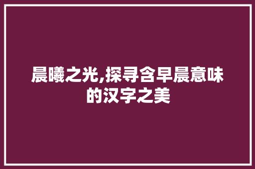 晨曦之光,探寻含早晨意味的汉字之美