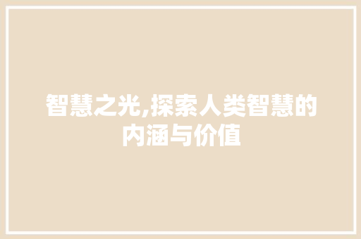 智慧之光,探索人类智慧的内涵与价值