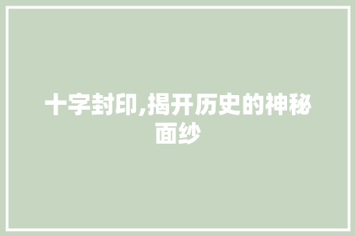 十字封印,揭开历史的神秘面纱
