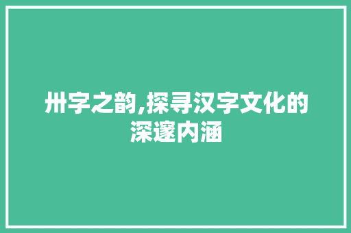 卅字之韵,探寻汉字文化的深邃内涵