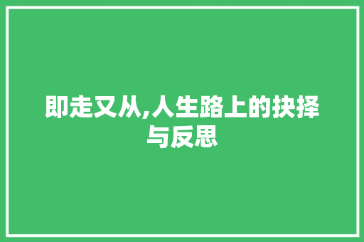 即走又从,人生路上的抉择与反思