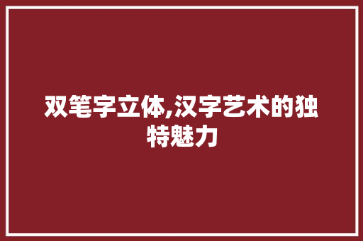 双笔字立体,汉字艺术的独特魅力