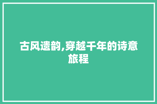 古风遗韵,穿越千年的诗意旅程