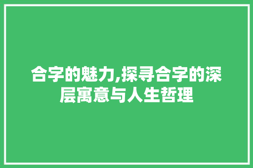 合字的魅力,探寻合字的深层寓意与人生哲理