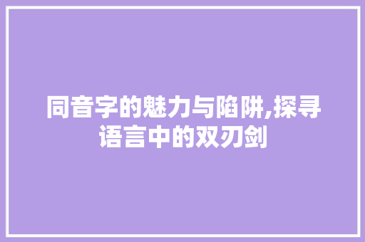 同音字的魅力与陷阱,探寻语言中的双刃剑