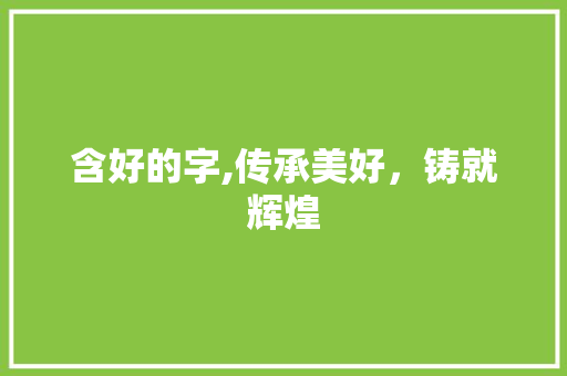 含好的字,传承美好，铸就辉煌