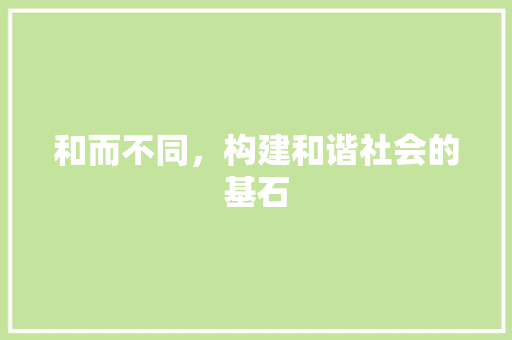 和而不同，构建和谐社会的基石