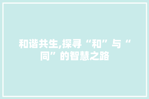 和谐共生,探寻“和”与“同”的智慧之路
